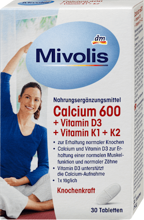 Calcium 600 + Vitamine D3 + K1 + K2, 30 stuks, 50 g