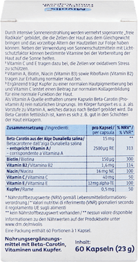Carotin 15mg Haut-Kapseln 60 St, 23 g