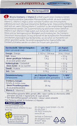 Cranberry + Vitamine C capsules, 60 stuks, 68 g