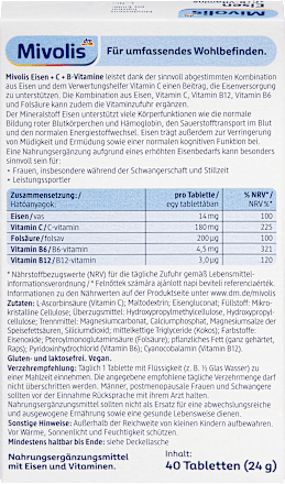 Eisen + C + B-Vitamine Tabletten 40 St, 24 g