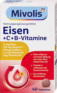 Eisen + C + B-Vitamine Tabletten 40 St, 24 g
