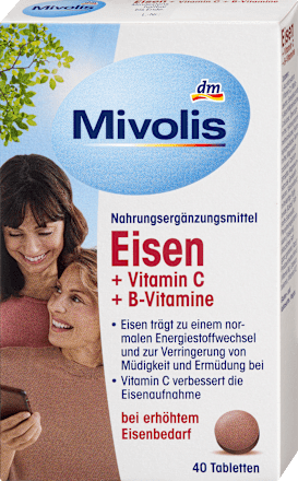 IJzer + Vitamine C + B Vitamine Tabletten 40 stuks, 25 g