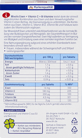 IJzer + Vitamine C + B Vitamine Tabletten 40 stuks, 25 g