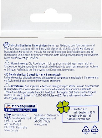 Elastische fixatieverbanden, 6 cm x 4 m (uitgerekt), 2 rollen, 8 m