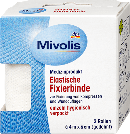 Elastische fixatieverbanden, 6 cm x 4 m (uitgerekt), 2 rollen, 8 m