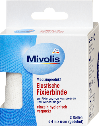 Elastische fixatieverbanden, 6 cm x 4 m (uitgerekt), 2 rollen, 8 m