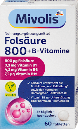 Folsäure 800 + B-Vitamine Tabletten 60 St, 19 g