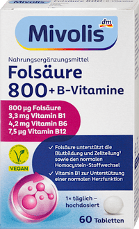 Folsäure 800 + B-Vitamine Tabletten 60 St, 19 g