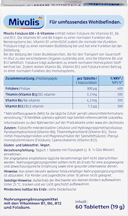 Folsäure 800 + B-Vitamine Tabletten 60 St, 19 g