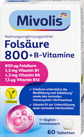 Folsäure 800 + B-Vitamine Tabletten 60 St, 19 g
