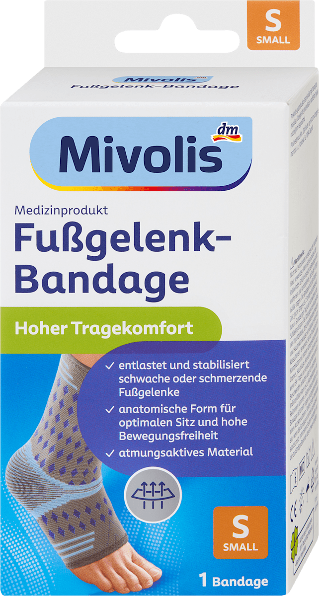 Mivolis Fußgelenk-Bandage Gr. S, 1 St