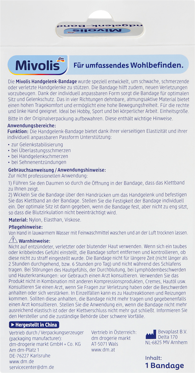 Mivolis Handgelenk-Bandage Einheitsgröße, 1 St