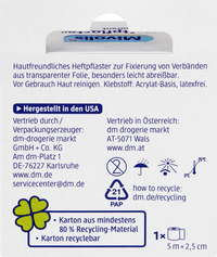 Mivolis Heftpflaster Transparent 5 m x 2,5 cm, 1 Rolle, 5 m
