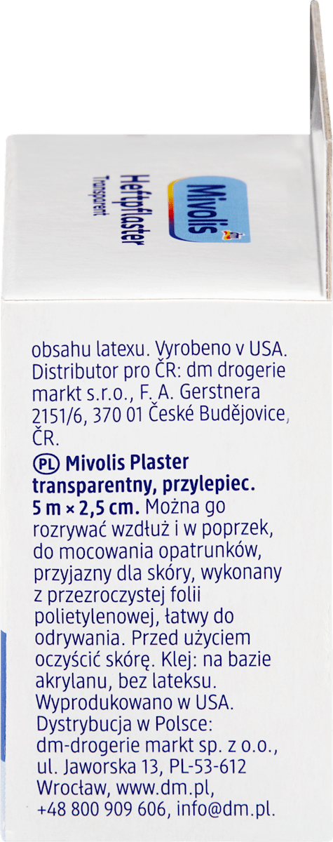 Mivolis Heftpflaster Transparent 5 m x 2,5 cm, 1 Rolle, 5 m