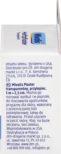 Mivolis Heftpflaster Transparent 5 m x 2,5 cm, 1 Rolle, 5 m