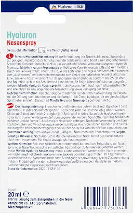 Hyaluron Nasenspray, 20 ml Mivolis