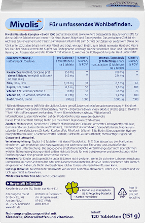 Kieselerde Komplex + Biotin 1000, Tabletten 120 St, 151 g