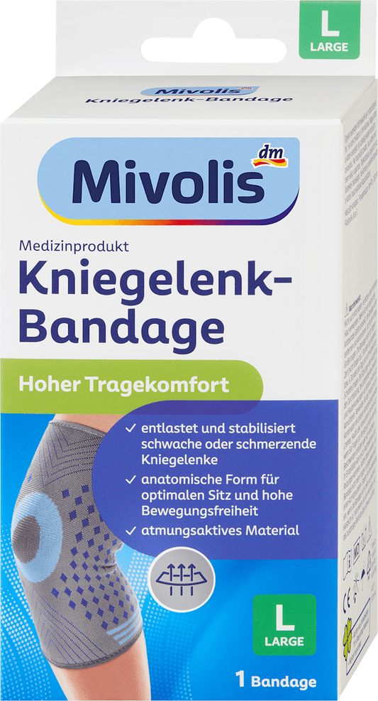 Bandage d’articulation du genou Mivolis, taille L, 1 pièce