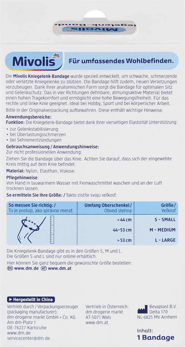 Mivolis Kniegelenk-Bandage Gr. S, 1 St