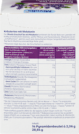 Kräutertee, Einschlaf Tee mit Melatonin (14 Beutel), 28,84 g