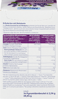 Kräutertee, Einschlaf Tee mit Melatonin (14 Beutel), 28,84 g