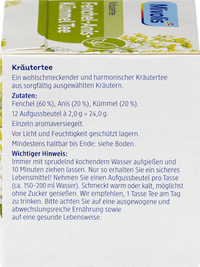 Kräutertee, Fenchel-Anis-Kümmel Tee (12 Beutel), 24 g