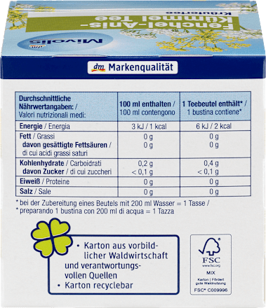 Kruidenthee, venkel-anijs-karwijthee (12 zakjes), 24 g