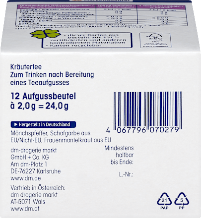 Kruidenthee, damesthee (12 zakjes), 24 g