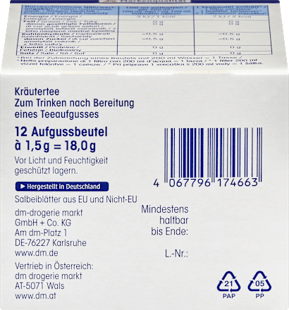 Kruidenthee, saliethee (12 zakjes), 18 g