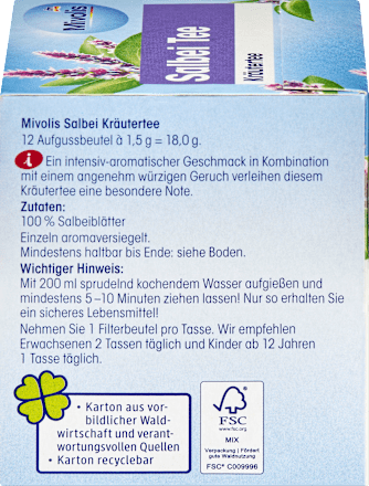 Kruidenthee, saliethee (12 zakjes), 18 g