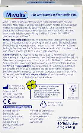 Mivolis Magentabletten 60 St, 60 g