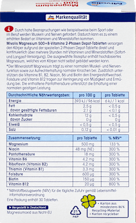Magnesium 500 + B-vitamines 2-fasen depottabletten 30 stuks, 45 g