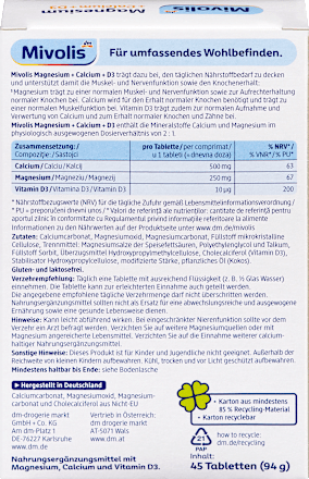 Magnesium + Calcium + D3 Tabletten 45 St, 94 g