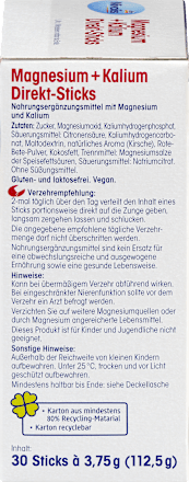 Magnesium + Kalium Direkt-Sticks 30 St, 112,5 g Mivolis