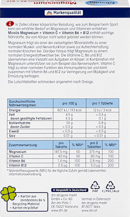 Magnesium + Vitamine C + Vitamine B6 + B12 Zuigtabletten 30 stuks, 45 g