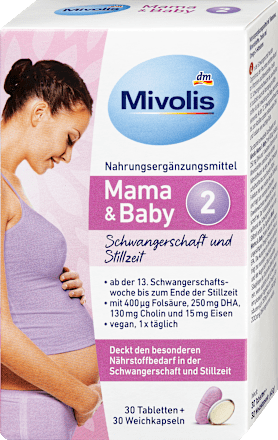 Mama &amp; Baby 2 Tabletten 30 stuks + Zachte Capsules 30 stuks, 65 g
