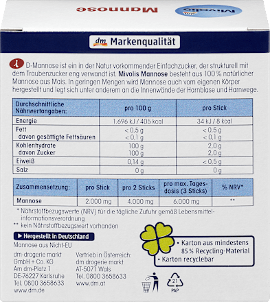Mannose 20 Sticks, 40 g Mivolis