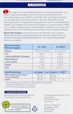 Mariendistel Kapseln 30 St, 16 g Mivolis