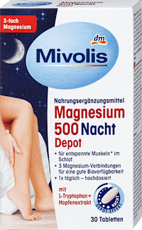 Mivolis Magnesium 500 Nacht Depot, 30 tabletten, 43 g