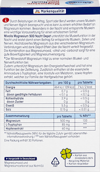 Mivolis Magnesium 500 Nacht Depot, 30 tabletten, 43 g