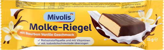 Mivolis Molke-Riegel mit Bourbon Vanille Geschmack, 35 g