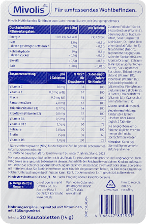 Multivitamine für Kinder Kautabletten 20 St, 14 g