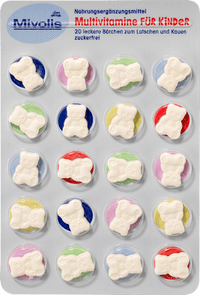 Multivitaminen voor kinderen, kauwtabletten 20 stuks, 14 g