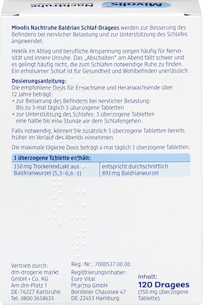 Nachtruhe Baldrian Schlaf-Dragees, 120 St