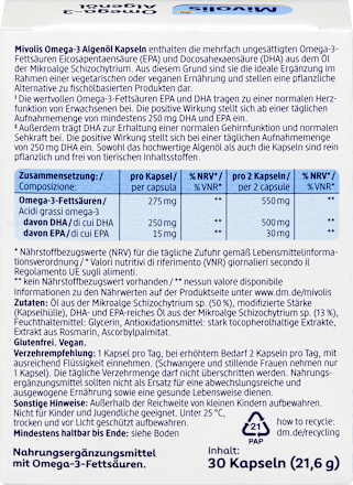 Omega-3 Algenöl Kapseln 30 St, 21,6 g