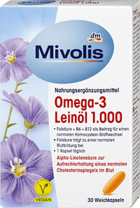Omega-3 Leinöl 1000, 30 St., 47 g Mivolis