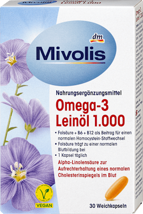 Omega-3 Leinöl 1000, 30 St., 47 g Mivolis