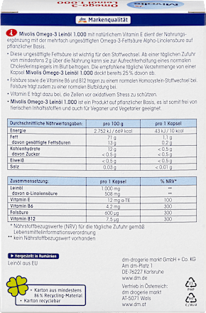 Omega-3 Leinöl 1000, 30 St., 47 g Mivolis