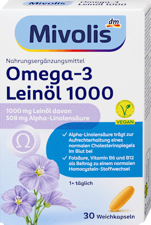 Omega-3 Leinöl 1000 Kapseln 30 St, 46,9 g