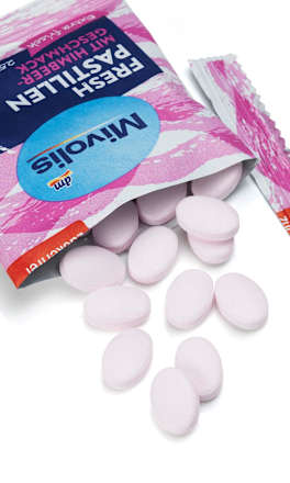 Pastilles, framboos, suikervrij, 25 g